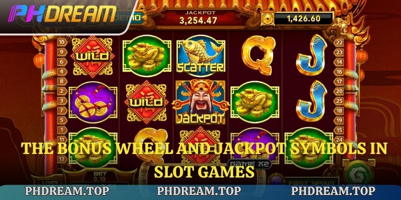 The bonus wheel and jackpot symbols in slot games